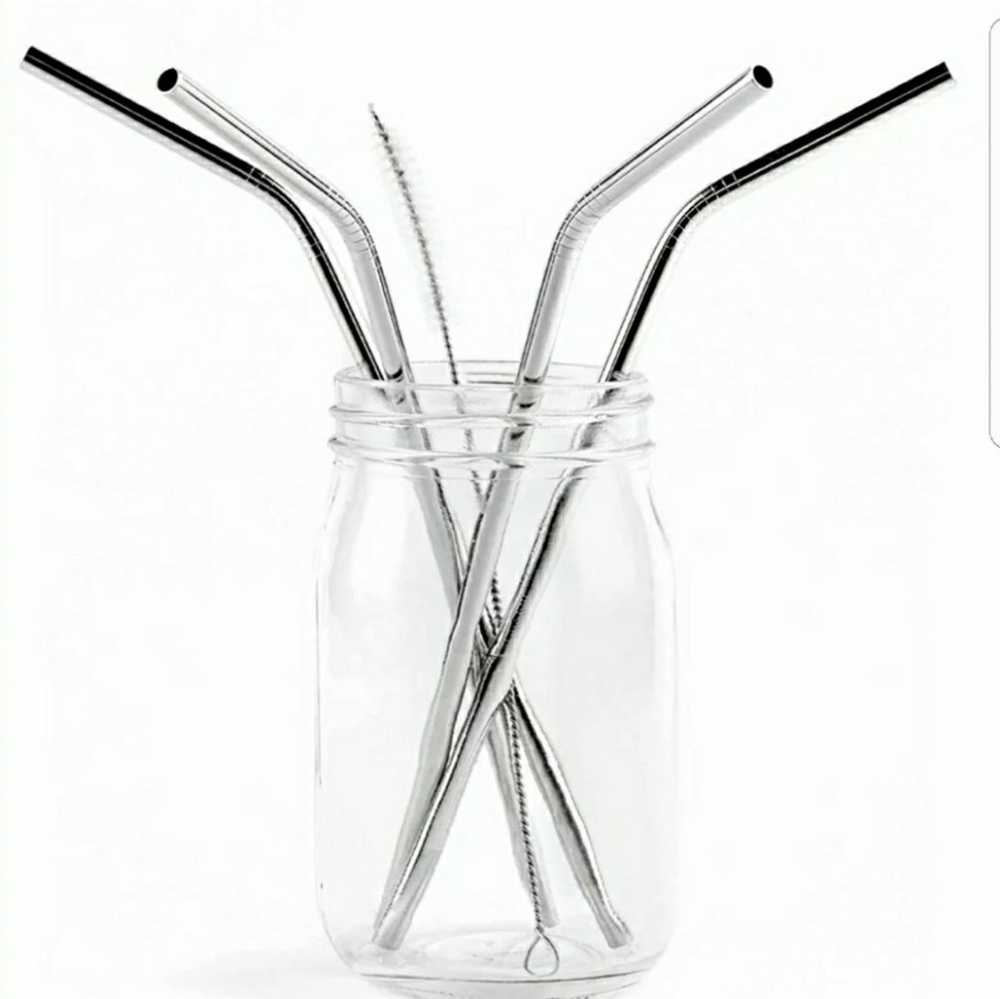 4pcs Reusable Stainless Steel Bend Drinking Straws
